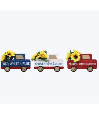 Youngs Wood Red, White, & Blue Tabletop Flower Truck Assorted