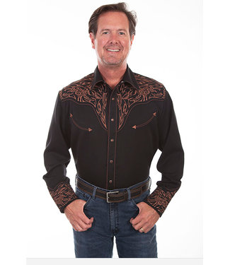 Scully Legends Tribull Embroidered Shirt - Black/Copper