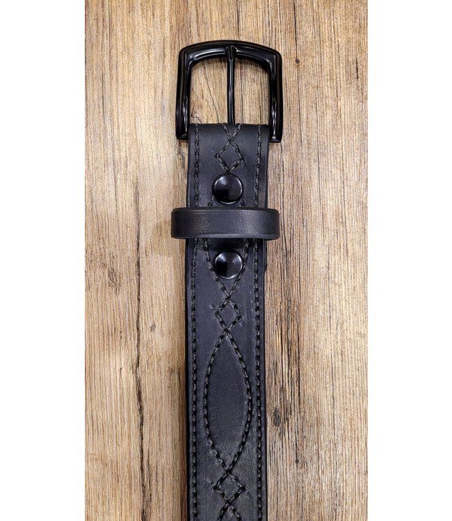 Beyond the Barn Black Western Stitch Men's Belt BTB