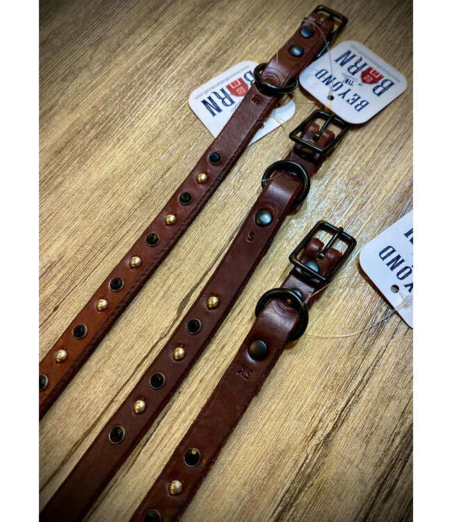 Beyond the Barn Black Sparkle Silver Spot Leather Dog Collar BTB