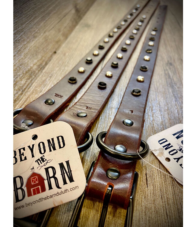Beyond the Barn Black Sparkle Silver Spot Leather Dog Collar BTB