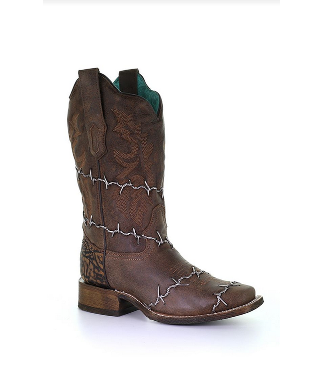 Corral Womens Western Boot - Woven Barbed Wire Sq. Toe