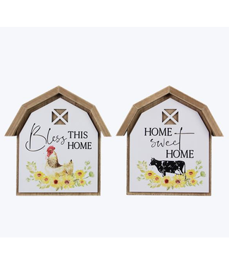 Wood Barn Shaped Tabletop Country Sign Assorted