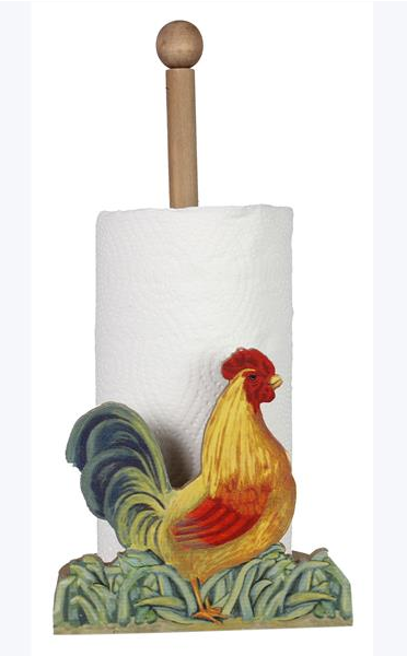 White Ceramic Rooster Towel Holder, White Chicken Towel Holder