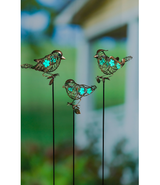 Evergreen Enterprises 37" Glow in the Dark Garden Stake, Bronze Birds 3 Asst.