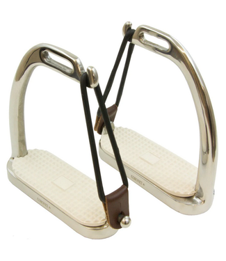 Safety Stainless Steel Stirrup Irons with Pads & Black Rubber Rings 4 1/2"