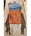 Beyond the Barn Speckled Navy Russet Brown Leather Bull Skull Purse BTB