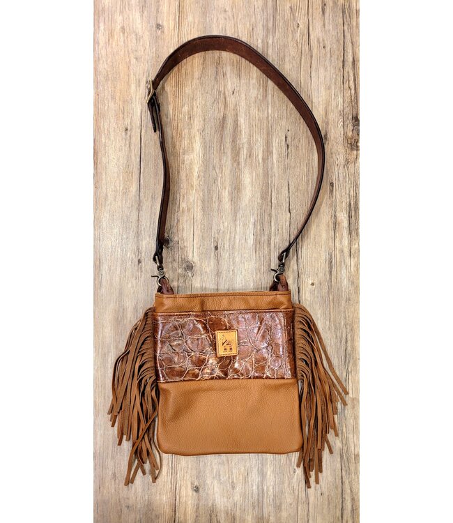 Beyond the Barn Hand Made Leather Dual Purpose Embossed Gator Purse BTB