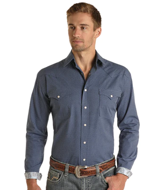 Panhandle Slim Mens LS Blue Rough Stock Snap Shirt