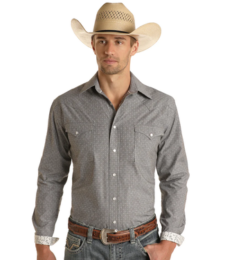 Panhandle Slim Mens LS Rough Stock Grey Snap Shirt