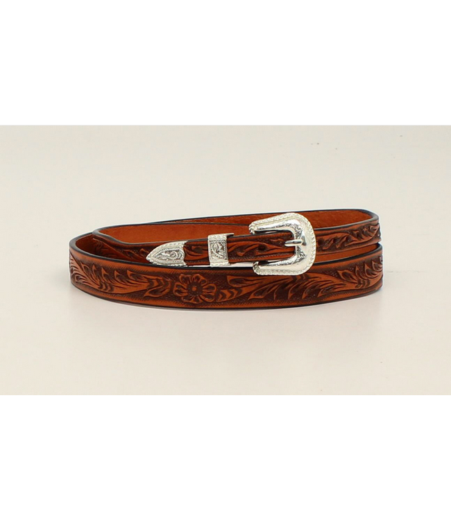 M&F Western Floral Tooled Chestnut Leather Hatband
