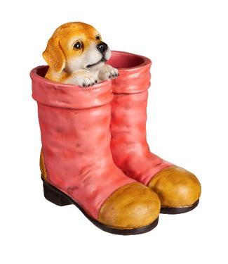 Evergreen Enterprises Dog in Pink Boots Planter