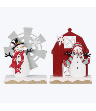 Youngs Wood Snowman Christmas Farm Tabletop Sign