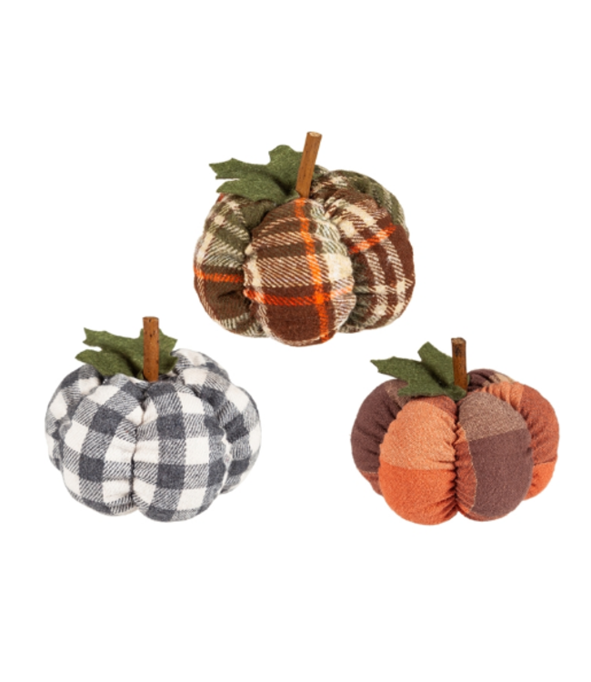 Evergreen Enterprises Plaid Plush Pumpkins Assorted