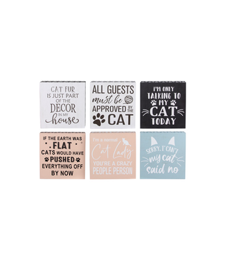 Youngs Wood Cat Box Tabletop/Wall Sign, 6 Assorted