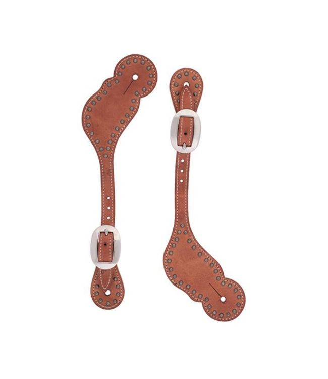 Working Tack Spur Straps with Spots Beyond the Barn