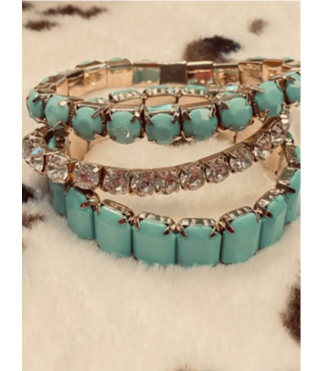Southern Sparkle Clothing Co Turquoise Vintage Style Bracelet Set 3pc