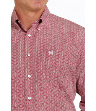 Cinch Men's Burgundy Print Button Down Shirt