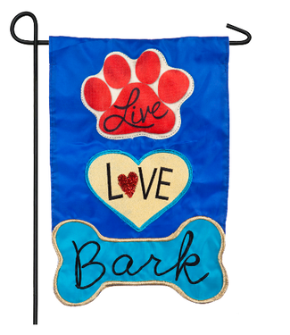Evergreen Enterprises Live Love Bark Garden Applique Flag