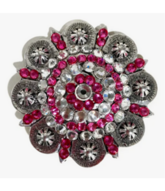 Lunar Deer Flower Concho with Rhinestone Crystals  Pink