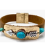 Lunar Deer Native Turquoise Stone Arrow Pu Leather Wrap Bracelet