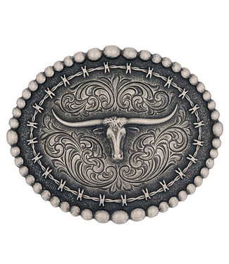 Montana Silversmith Rustic Barbed Wire Longhorn Buckle