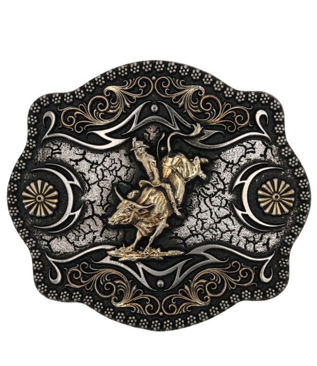 Montana Silversmith A-Blaze Filigree Framed Bull Rider Attitude Belt Buckle