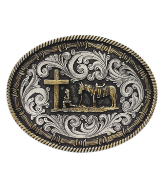 Montana Silversmith Two tone Rope & Barbed Wire Classic Impressions Christian Cowboy Attitude Buckle