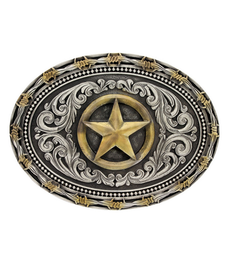 Montana Silversmith Two tone Rope & Barbed Wire Classic Impressions Lone Star Attitude Buckle