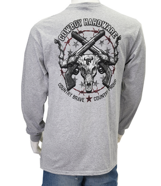 Cowboy Hardware Country Brave Long Sleeve Tee - Sport Grey