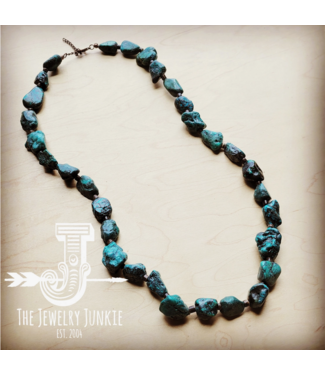 Genuine Long Natural Turquoise and Wood Layering Necklace