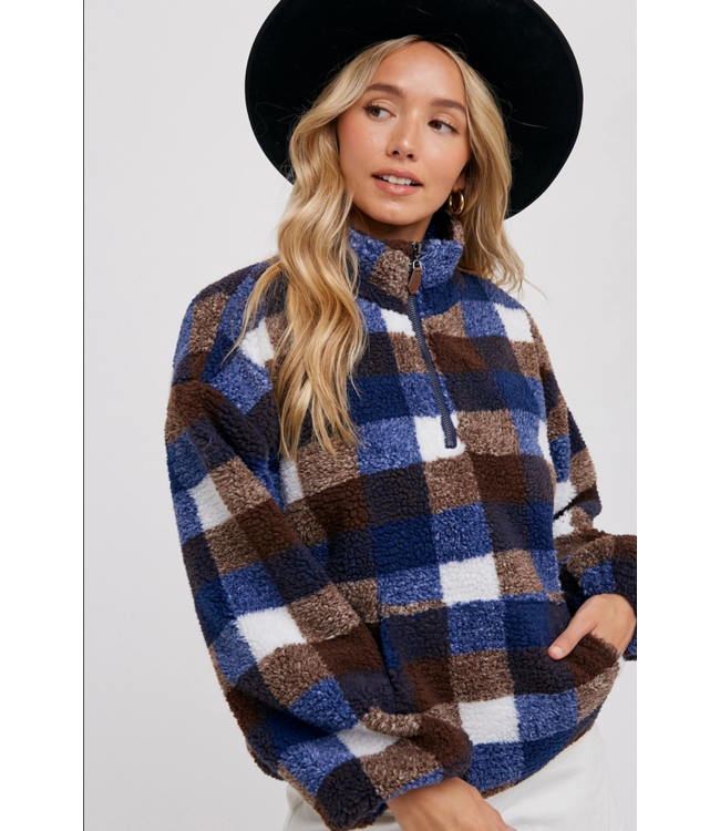 Plaid sherpa pullover sale