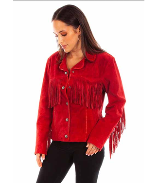 Scully Womens Suede Fringe Jacket - Red