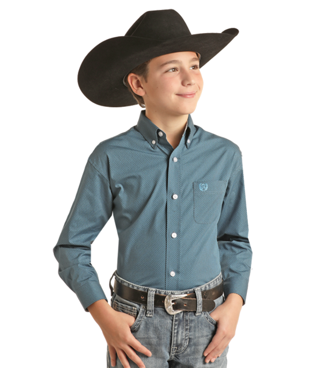 Panhandle Slim Boys Geo Blue Button Shirt