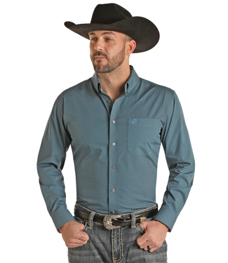 Panhandle Slim Mens Geo Blue Button Shirt