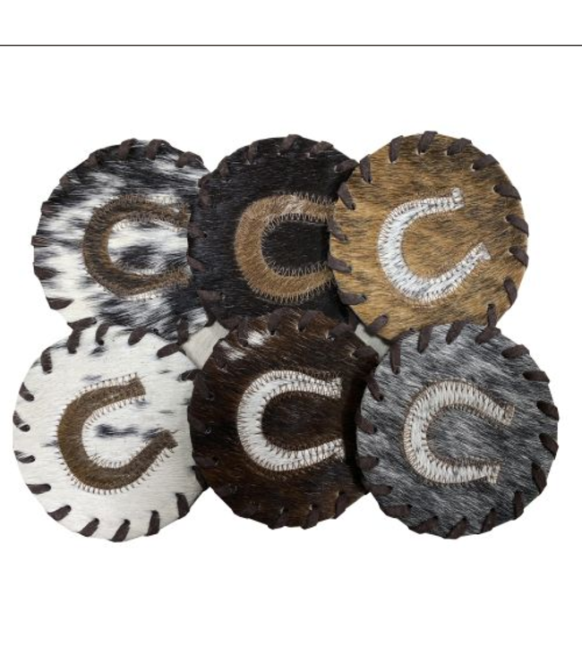 Horseshoe Cowhide Coasters - assorted