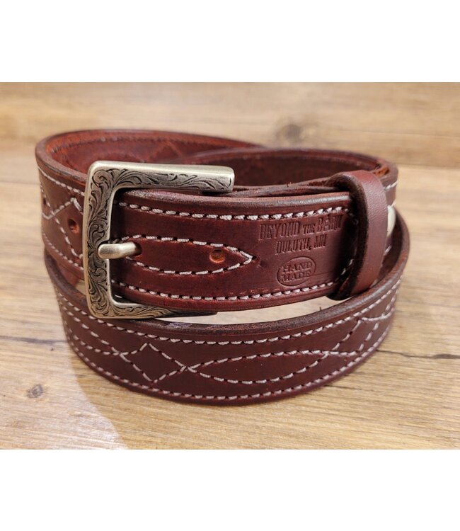 Beyond the Barn Mahogany Western Stitch Men's Belt BTB