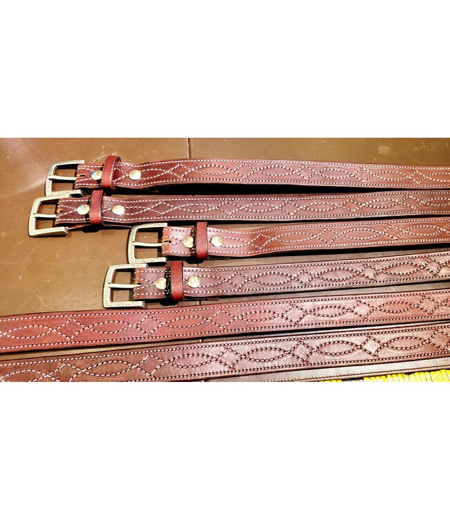 Beyond the Barn Mahogany Western Stitch Men's Belt BTB