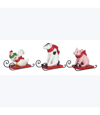 Youngs Resin Country Christmas Animal on Sled