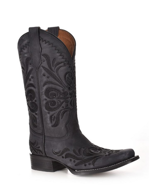 Circle G Womens Black Floral Embroidered Boot