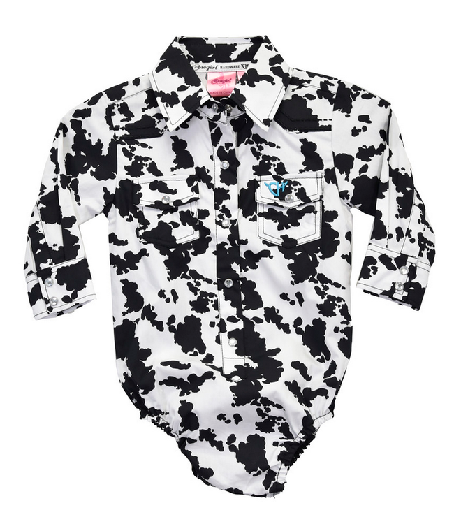 Cowboy Hardware Infant All Over Cowprint Romper
