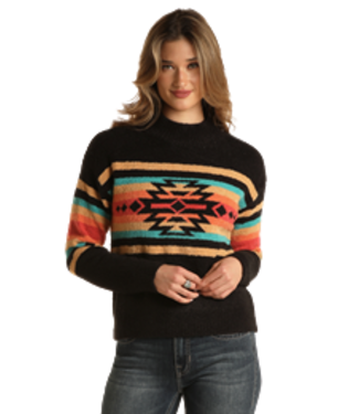 Panhandle Slim Womens Mock Neck Aztec Sweater