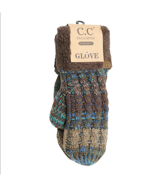 C.C Beanie Fuzzy Lined Tri-Color Mitten