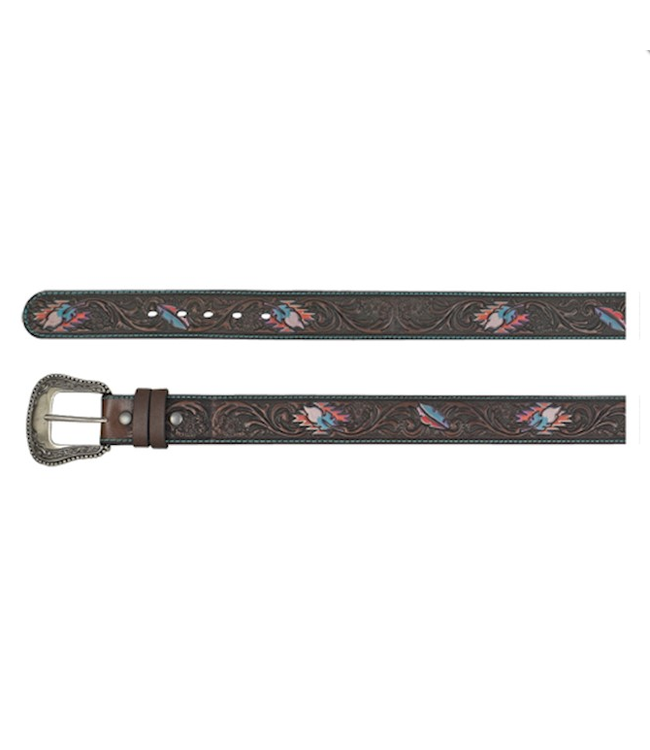 Catchfly Womens Catchfly Leather Belt w/Colored Feathers