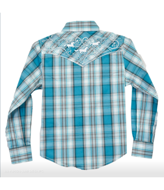 Cowboy Hardware Girls Dutton LS Plaid - Turquoise