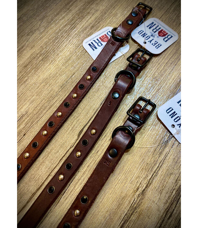 Beyond the Barn Black Sparkle Silver Spot Leather Dog Collar BTB