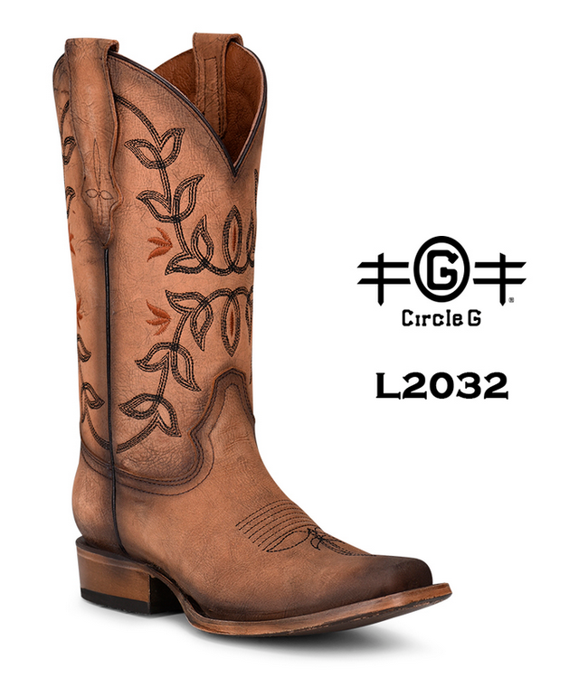 Circle G Womens Western Boot - Flowered Sq. Toe