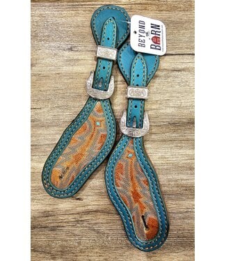 Beyond the Barn Inlay Spur Straps Teal Orange BTB