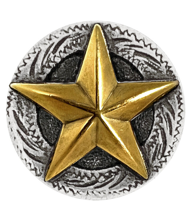 Antique Gold Engraved Raised Star Concho 5/8"
