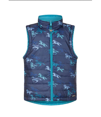 Kerrits Girls Pony Tracks Reversible Quilted Vest - Peacock